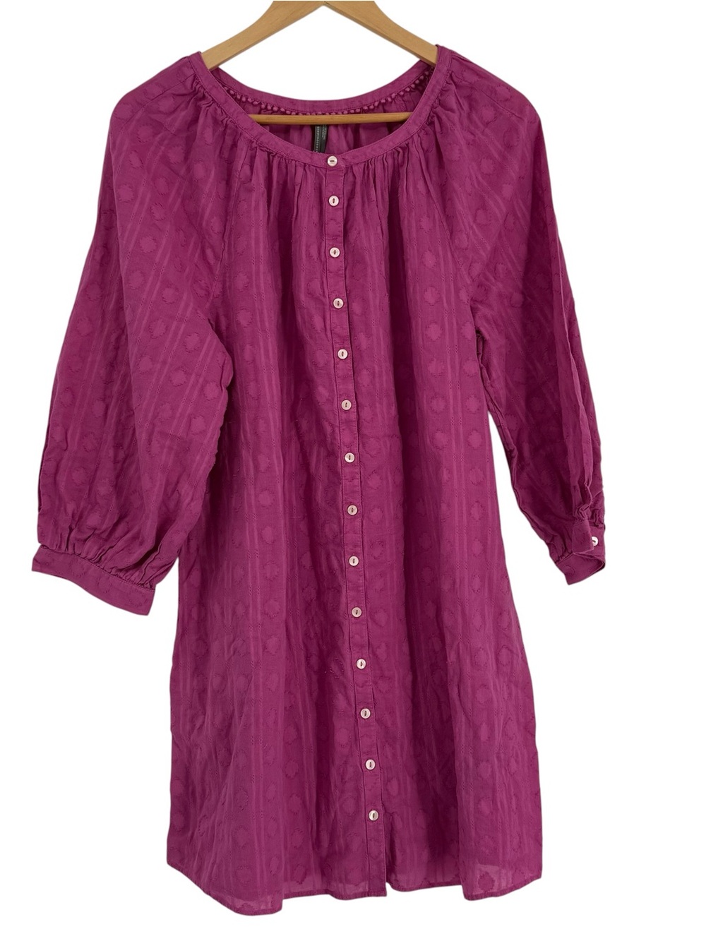 Anthropologie dress pink button front coastal
Size M Cotton Embroidered Boho